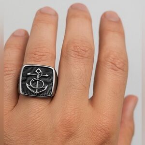 1141- Nautical Anchor Handmade Men's Ring Size 13.5 NWT